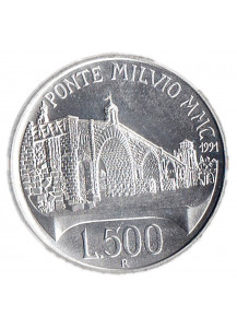 1991 - Lire 500 2500 Anni edificazione Ponte Milvio Moneta di Zecca Italia